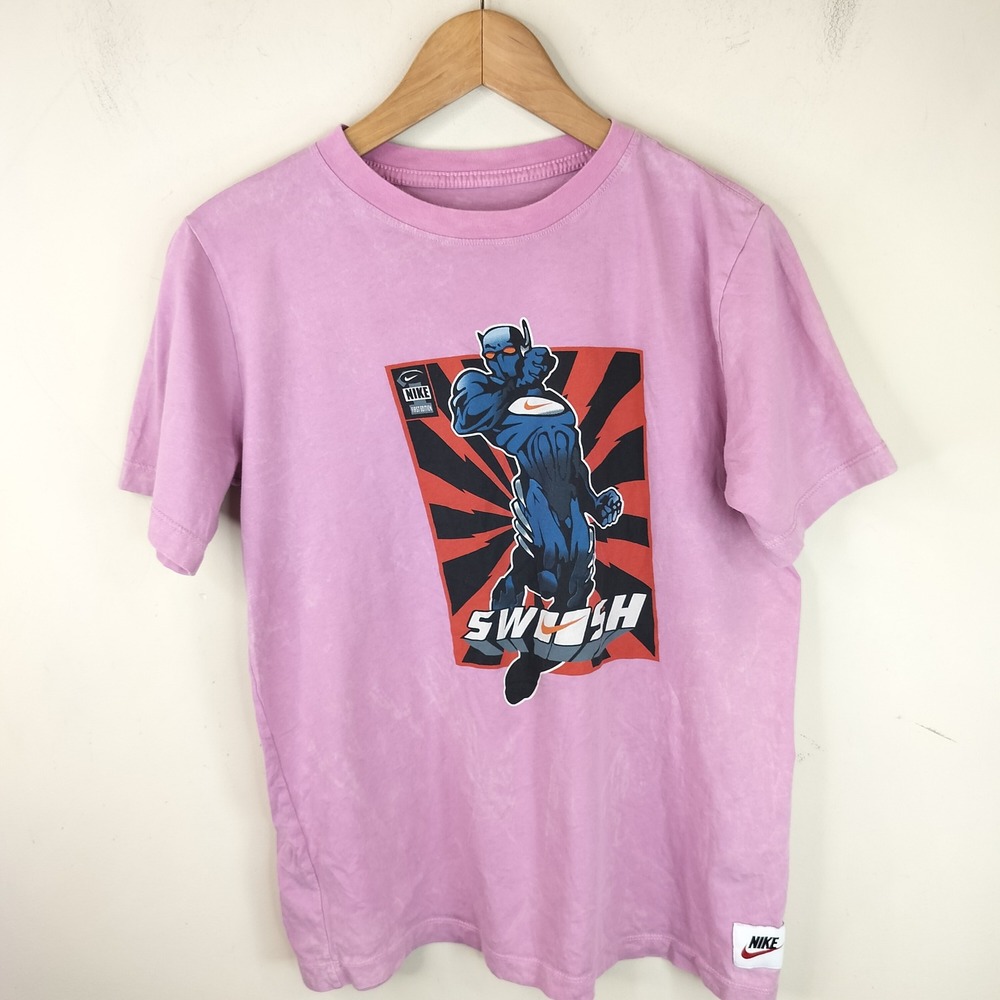 Nike Graphic Tee Kids XL Superhero Swoosh Pink Cotton T-Shirt Unisex